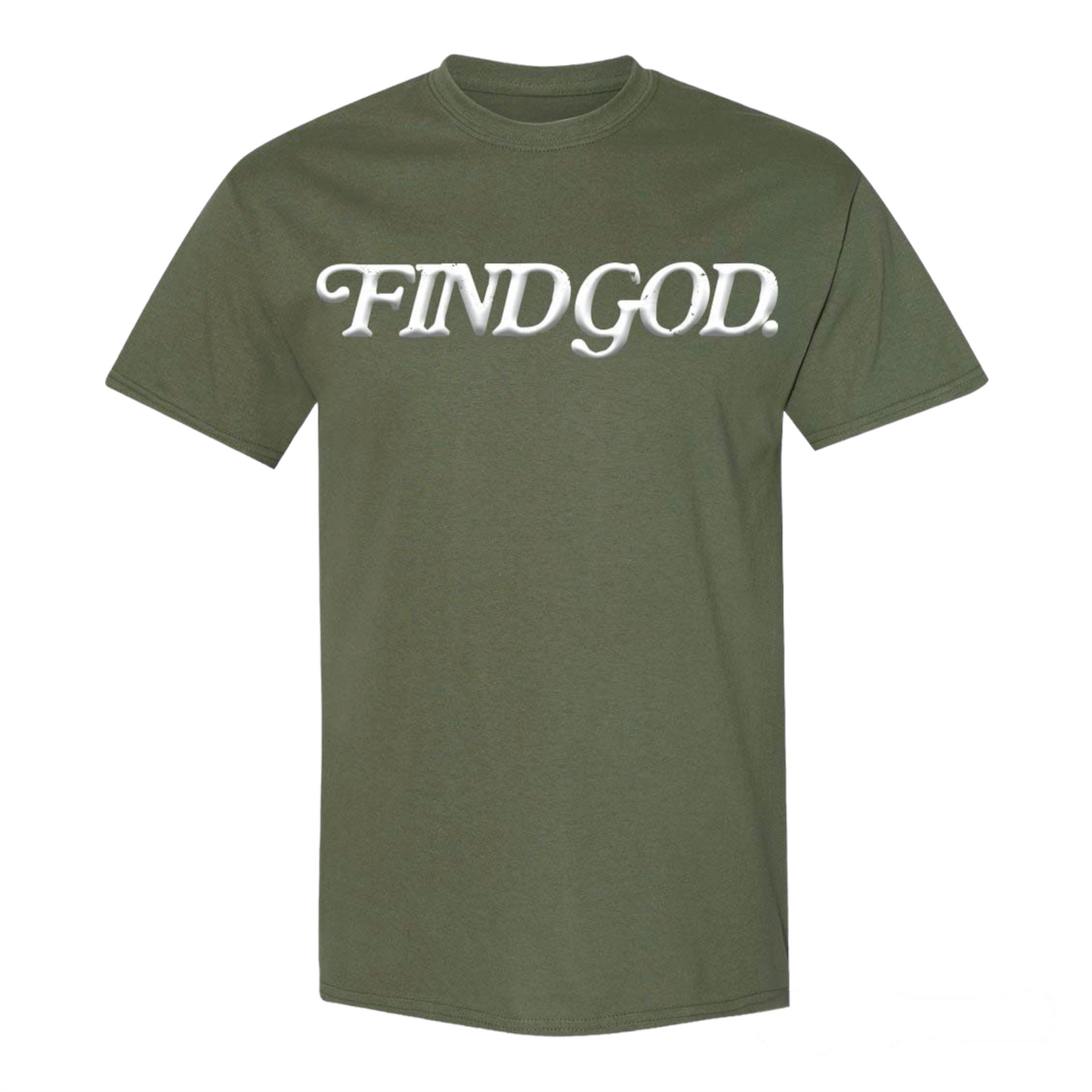 GREEN - PUFF PRINT FIND GOD T-SHIRT